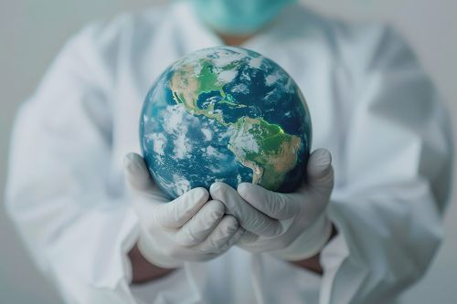 Foto: Arzt hält Weltkugel